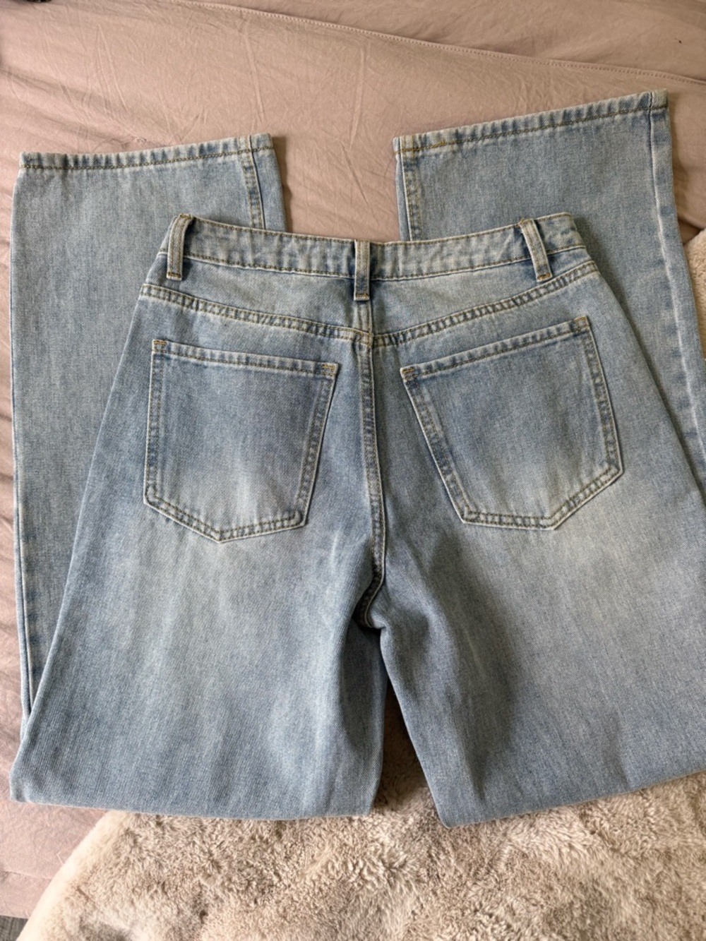 Light Blue Floral Appliqué Wide Leg Jeans - Picture 3 of 7